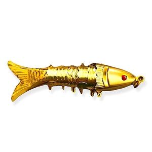 Articulated Flexible Cloisonné Gold Tone CHINESE KOI FISH Wiggle Pendant